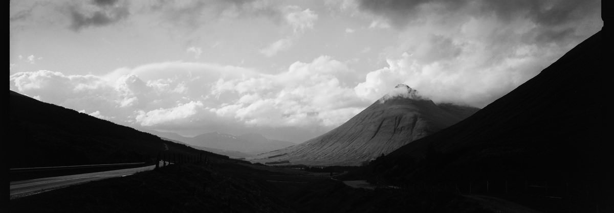 Glencoe scotland photographing on hasselblad xpan panoramic film camera and kodak trix 400