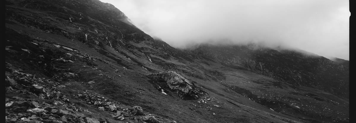 Glencoe scotland photographing on hasselblad xpan panoramic film camera and kodak trix 400