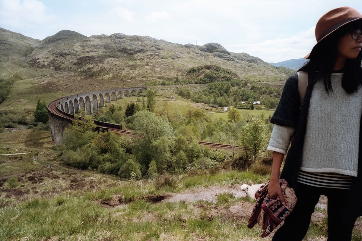 Glenfinnan Viaduct, Hogwarts Harry Potter Train scotland photographing on contax g2 film camera and kodak portra 160