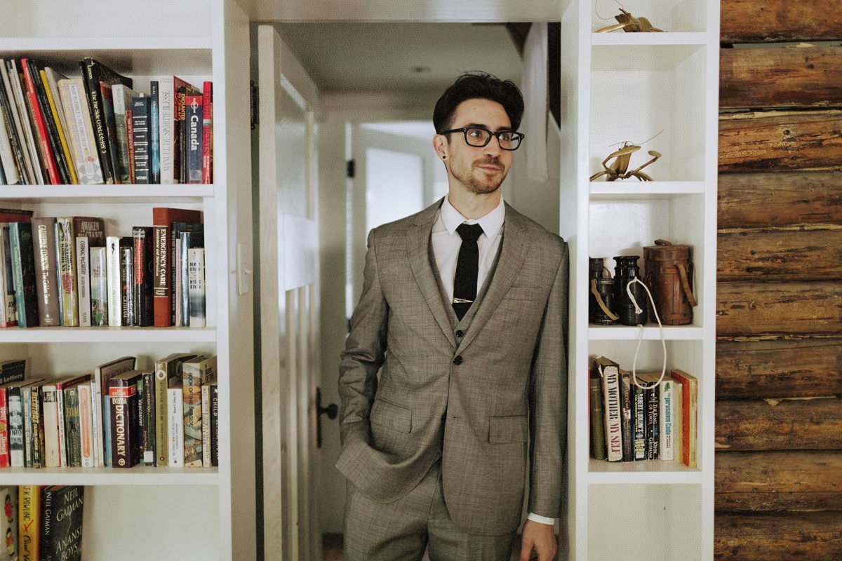 hipster groom wearing glasses