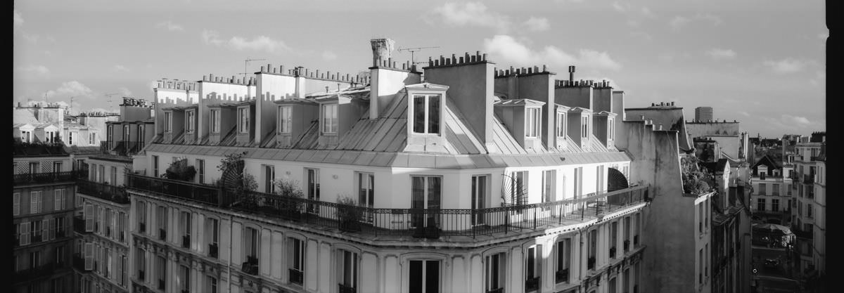 Le Marais Parisian Rooftops france street photography on hasselbald xpan 45mm on kodak trix 400