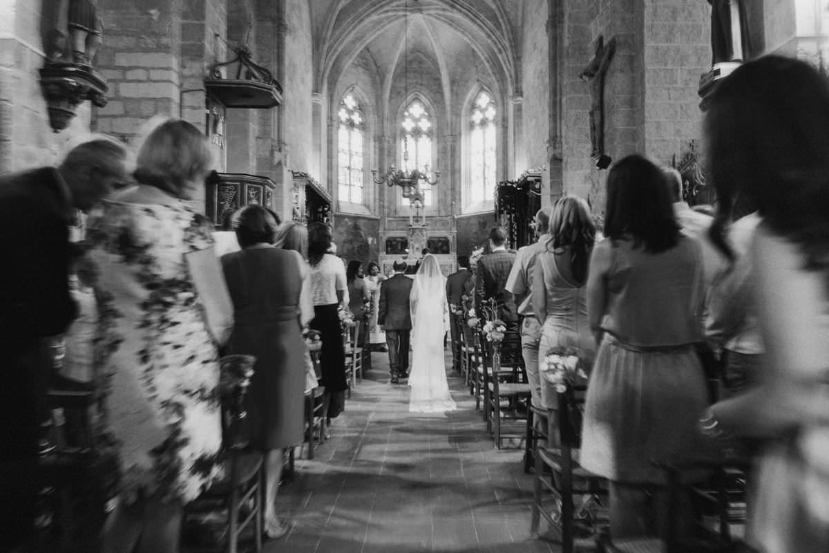 wedding ceremony inside an old church in the south of france