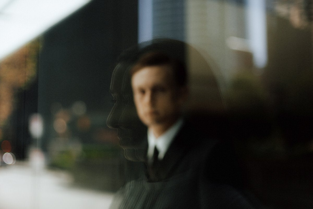 cinematic style photo of bride and groom combined