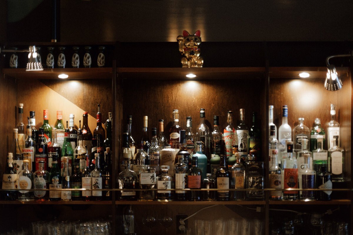 alcohol selection at kissa tanto restaurant