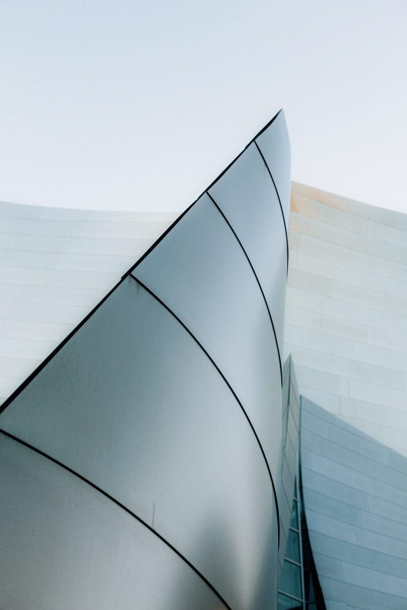 architectural details of Walt Disney Concert Hall in Los Angeles
