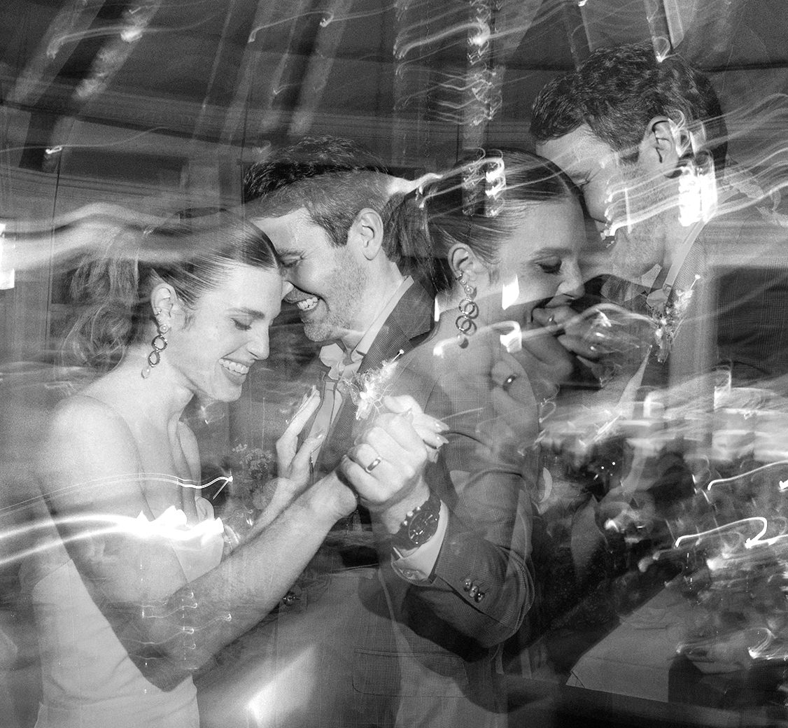 multiple exposure photo of bride and groom during their first dance