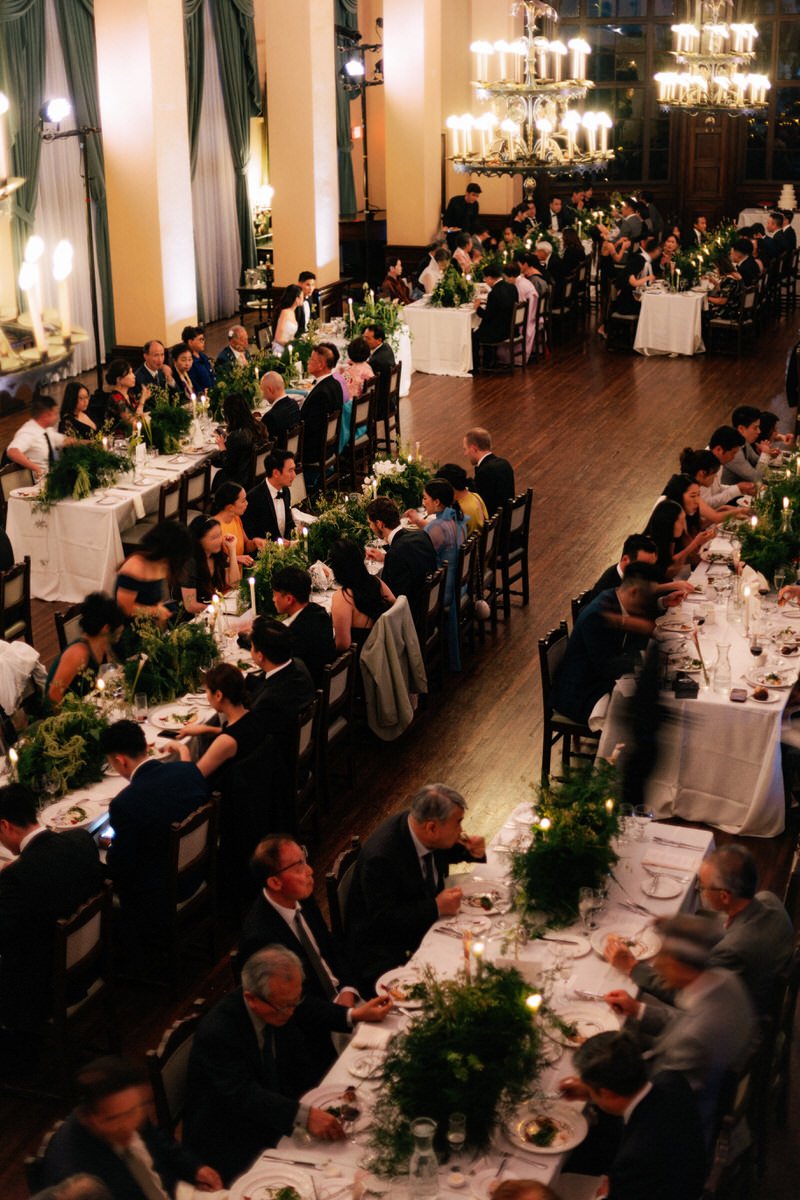 rectangular table reception seating inside the Ebell of LA