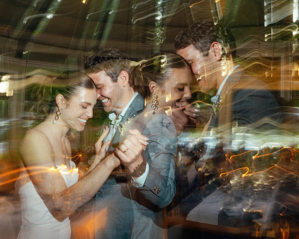 artistic multiple exposure photo of wedding couple during first dance