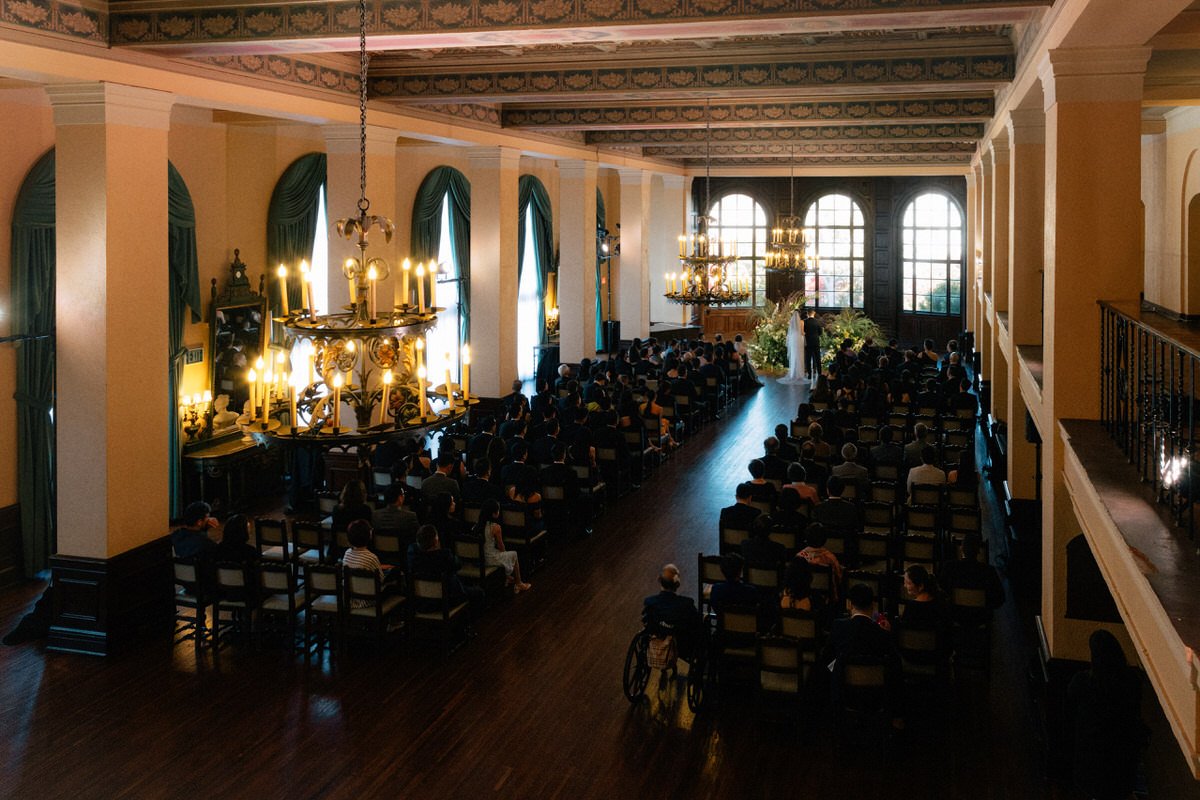 full room shot of wedding ceremony inside Ebell of LA