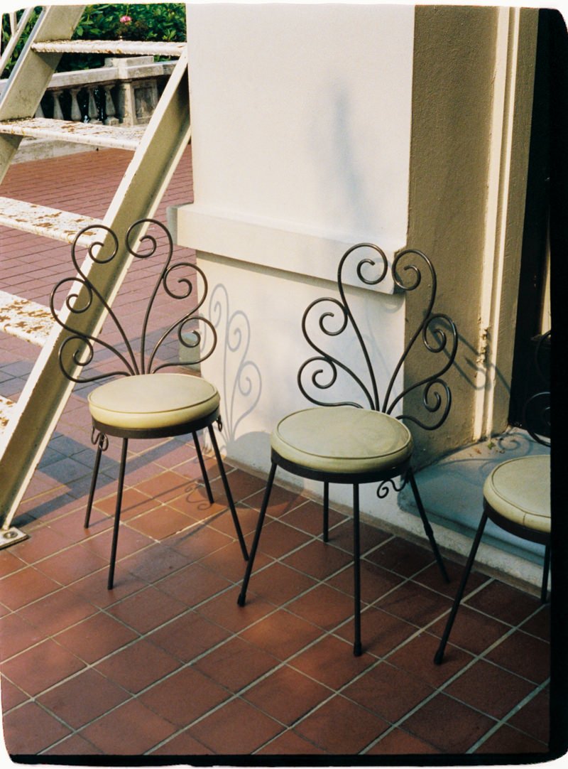 35mm photo of interesting metal chairs at hycroft manor