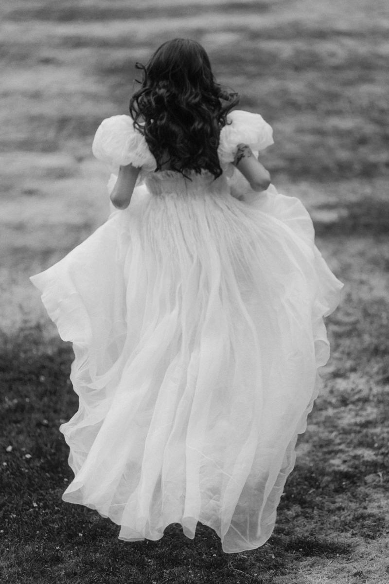 editorial style photo of bride wearing danielle frankel dress