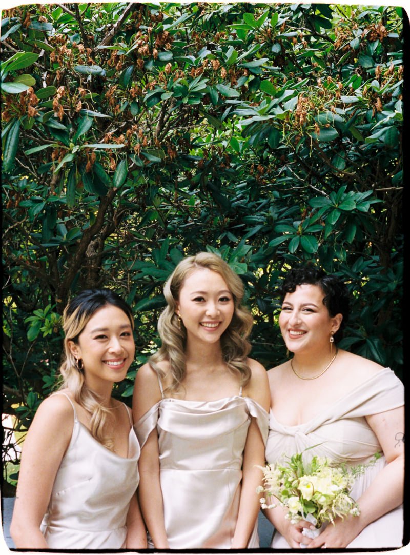 35mm film photo of bridemaids smiling