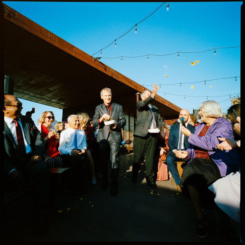 120mm film medium format photo of older flower boys during a wedding ceremony at Withinsodo Seattle
