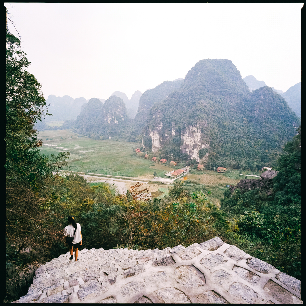 woman hiking in Vietnam photographed on Hasselblad SWC