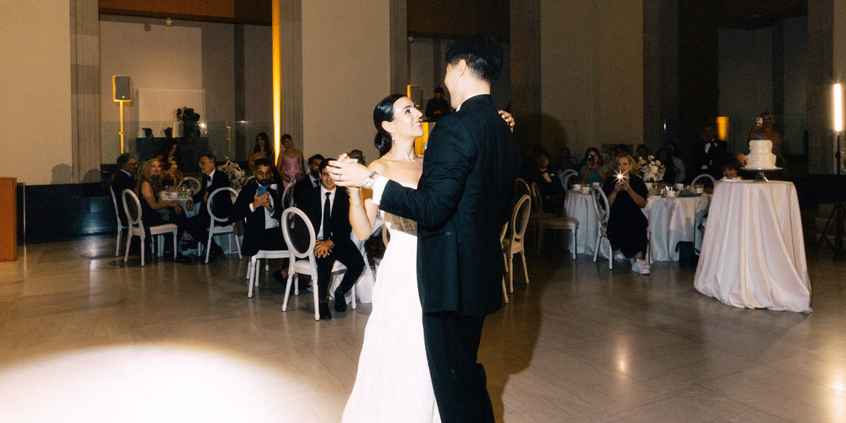 wedding couple during their first dance at the AGO Art Gallery of Ontario