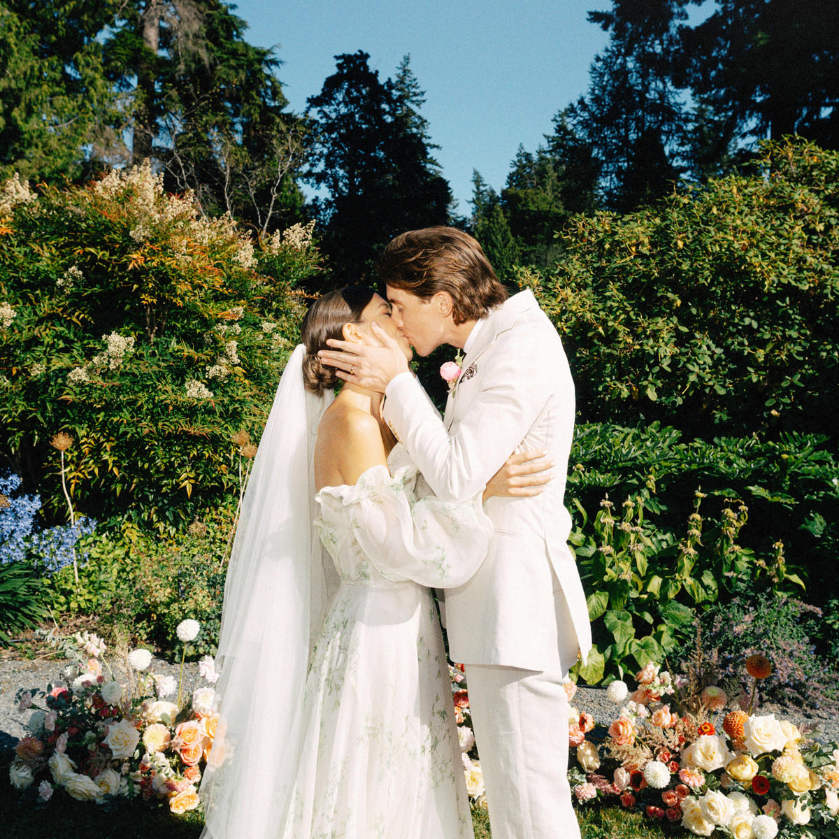 couple photographed at UBC Botanical Garden during their wedding ceremony