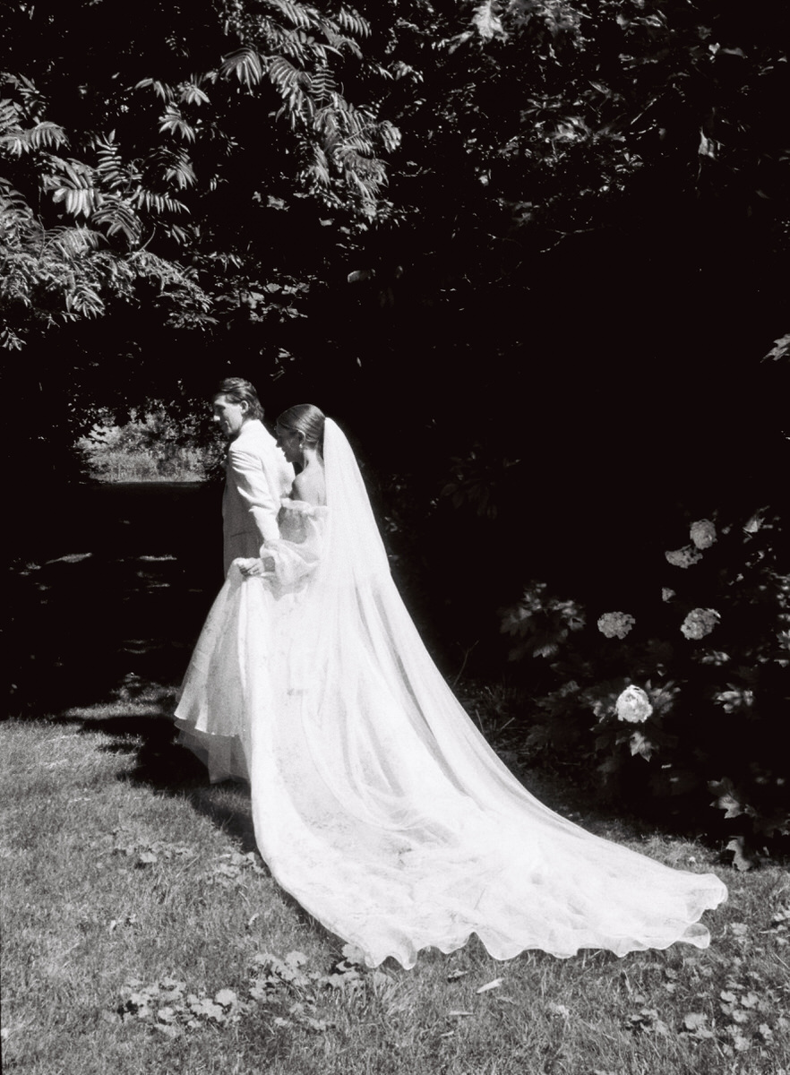 quiet moment after the first look between a wedding couple at UBC Botanical Garden