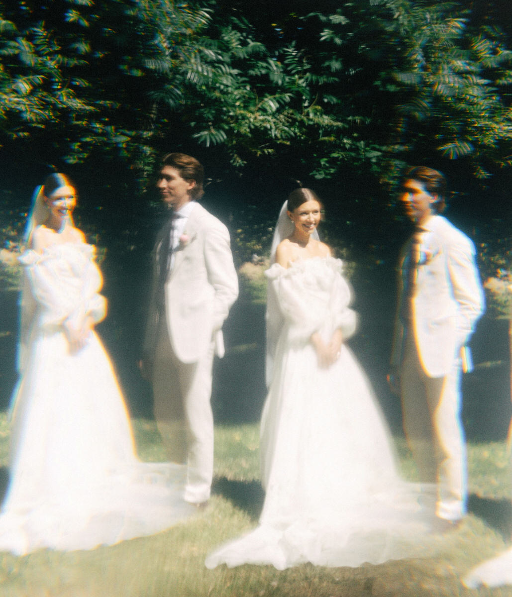 creative prism technique used to create a unique portrait of a wedding couple